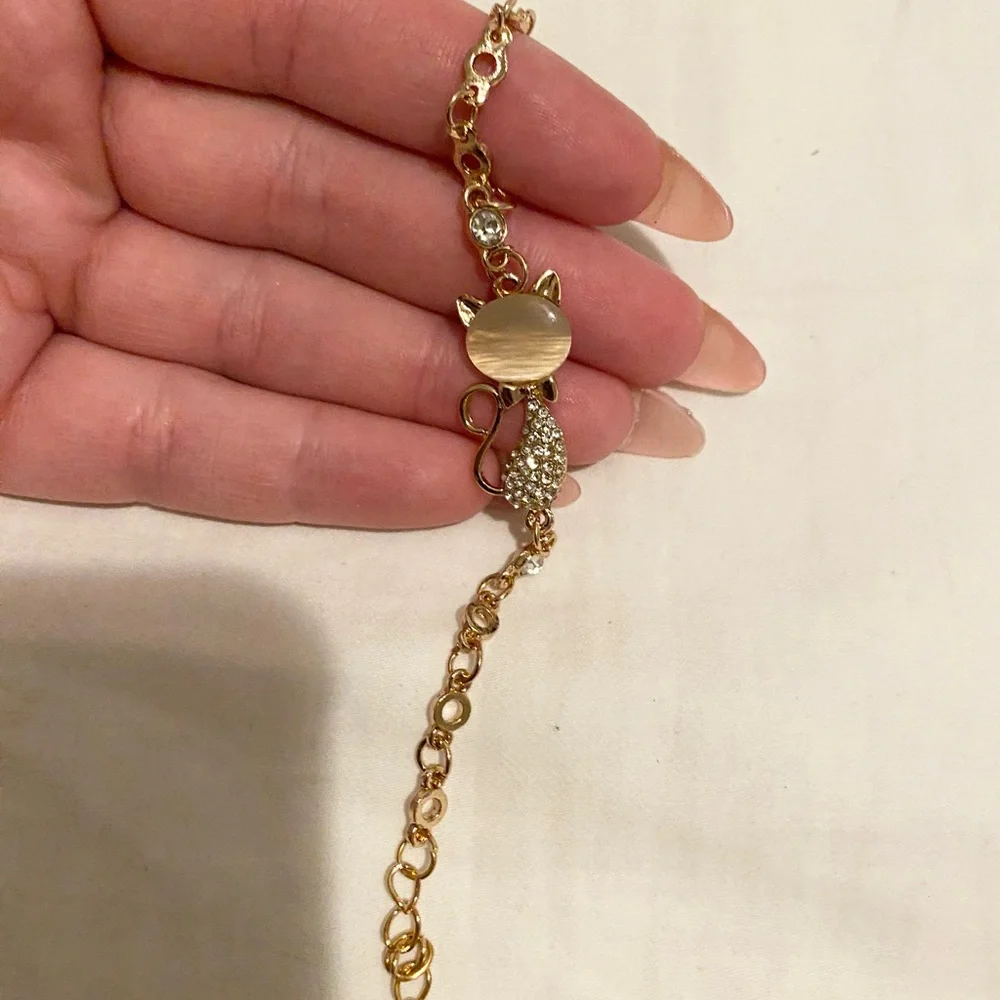 Gold Cat Charm Bracelet